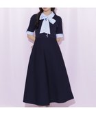 【ジルバイジルスチュアート/JILL by JILLSTUART】のシャツ襟ドッキングニットワンピース半袖 ネイビー1|ID: prp329100004976950 ipo3291000000037303576