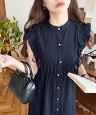 【モーメントプラス/moment+ / MEN】のドロストリボンショルダーフリルティアードシャツワンピース ネイビー|ID: prp329100004976955 ipo3291000000037303594