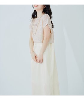 【ナチュラルクチュール/natural couture】のパッチワーク透かし柄ニット+キャミワンピースSET 大人の最旬トレンドファッション＆コーディネート founy(ファウニー) ファッション Fashion レディースファッション Fashion for Women ワンピース Dresses キャミソールワンピース Camisole Dresses キャミワンピース Cami Dress, Slip Dress ショート Short, Short Length シンプル Simple, Minimal セパレート Separate, Two-Piece 透かし Cut-Out, Lacework ダウン Down, Puffer デニム Denim, Jeans Material パッチワーク Patchwork, Mixed Fabric フェミニン Feminine, Girly マーメイド Mermaid, Fishtail Silhouette 再入荷 Restock / Back in Stock 夏 Summer 2026年 2026 2026春夏・S/S Spring/Summer 2026 SS26 |ID:prp329100004976959