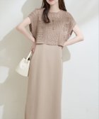 【ナチュラルクチュール/natural couture】のパッチワーク透かし柄ニット+キャミワンピースSET 大人の最旬トレンドファッション＆コーディネート founy(ファウニー) ファッション Fashion レディースファッション Fashion for Women ワンピース Dresses キャミソールワンピース Camisole Dresses キャミワンピース Cami Dress, Slip Dress ショート Short, Short Length シンプル Simple, Minimal セパレート Separate, Two-Piece 透かし Cut-Out, Lacework ダウン Down, Puffer デニム Denim, Jeans Material パッチワーク Patchwork, Mixed Fabric フェミニン Feminine, Girly マーメイド Mermaid, Fishtail Silhouette 再入荷 Restock / Back in Stock 夏 Summer 2026年 2026 2026春夏・S/S Spring/Summer 2026 SS26 thumbnail ベージュ|ID: prp329100004976959 ipo3291000000037303613
