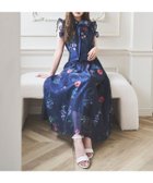 【スウィングル/Swingle】のシアーボタニカルフラワーワンピース 大人の最旬トレンドファッション＆コーディネート founy(ファウニー) ファッション Fashion レディースファッション Fashion for Women ワンピース Dresses シアー Sheer, See-Through シャーリング Shirring, Ruched フィット Fit, Slim Fit フェミニン Feminine, Girly フラワー Flower, Floral フリル Frill, Ruffle フレア Flare, Flared プリント Print, Printed Pattern リボン Ribbon, Bow ロング Long, Long-Length エレガント 上品 Elegant 夏 Summer 春 Spring thumbnail 紺系花柄|ID: prp329100004976964 ipo3291000000037303629