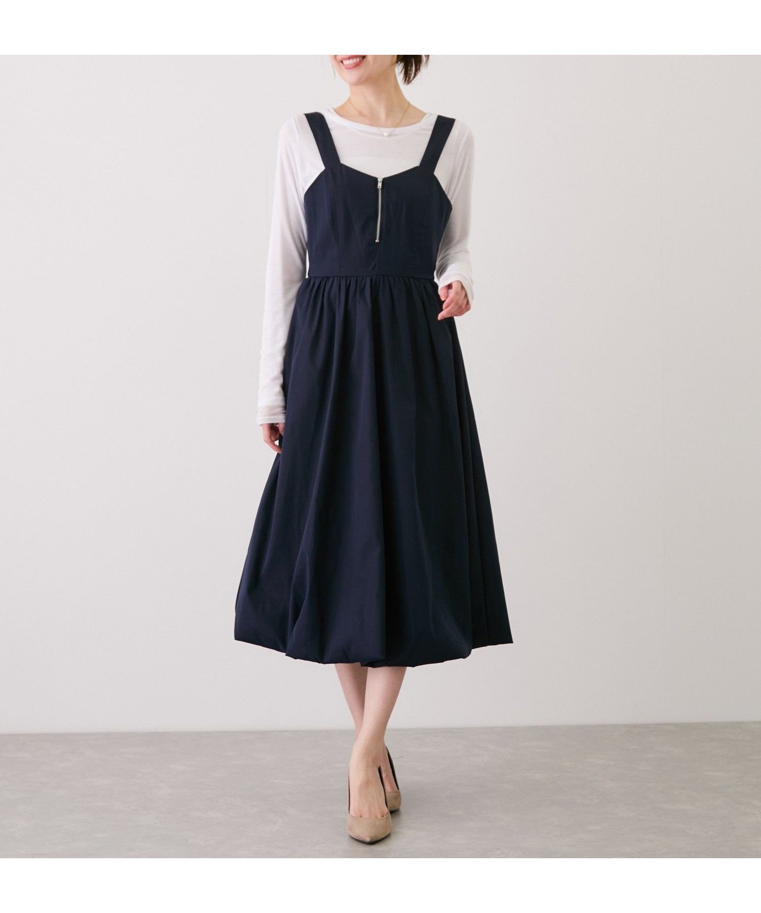 【ジャイロ/JAYRO】のフロントZIPバルーンジャンスカ インテリア・キッズ・メンズ・レディースファッション・服の通販 founy(ファウニー) 　ファッション　Fashion　レディースファッション　Fashion for Women　インナー　Innerwear　カットソー　Cut and Sewn Top　シンプル　Simple, Minimal　タンク　Tank Top, Sleeveless Top　タートル　Turtleneck, Turtle Collar　バルーン　Balloon, Balloon Silhouette　フォルム　Silhouette, Form　フロント　Front, Front Design　ポケット　Pocket, Pocket Detail　リブニット　Rib Knit, Ribbed Knit　リボン　Ribbon, Bow　冬　Winter / This Winter　A/W・秋冬　Autumn/Winter　S/S・春夏　SS, Spring/Summer, Warm Season　おすすめ　Recommended / Our Picks　夏　Summer　ネイビー系(42)|ID: prp329100004976965 ipo3291000000037303633