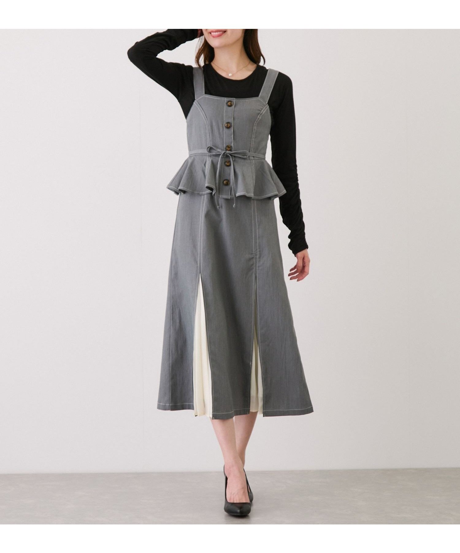 【ジャイロ/JAYRO】のプリーツ切替配色ステッチジャンスカ インテリア・キッズ・メンズ・レディースファッション・服の通販 founy(ファウニー) 　ファッション　Fashion　レディースファッション　Fashion for Women　カットソー　Cut and Sewn Top　クラシカル　Classical, Vintage-Inspired　クラシック　Classic, Timeless Style　切替　Switching, Contrast Panel　シャーリング　Shirring, Ruched　シンプル　Simple, Minimal　スニーカー　Sneakers, Trainers　タンク　Tank Top, Sleeveless Top　タートル　Turtleneck, Turtle Collar　ダウン　Down, Puffer　フィット　Fit, Slim Fit　フロント　Front, Front Design　プリーツ　Pleats, Pleated　ペプラム　Peplum, Flared Hem　ポケット　Pocket, Pocket Detail　リボン　Ribbon, Bow　冬　Winter / This Winter　A/W・秋冬　Autumn/Winter　S/S・春夏　SS, Spring/Summer, Warm Season　おすすめ　Recommended / Our Picks　夏　Summer　グレー(07)|ID: prp329100004976966 ipo3291000000037303637