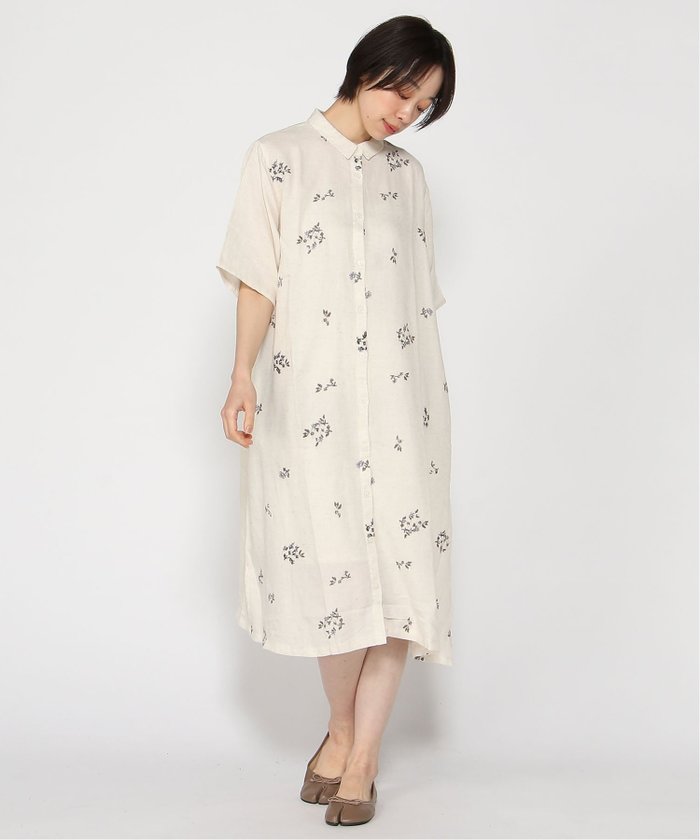 【クラウドナイン/cloudnine】のcloudnine/【2026 新作】花刺刺繍入りジャカードワンピース 前開き5分袖ナチュラル素材 羽織り 体型カバー インテリア・キッズ・メンズ・レディースファッション・服の通販 founy(ファウニー) https://founy.com/ ファッション Fashion レディースファッション Fashion for Women ワンピース Dresses エンブロイダリー Embroidery Design ジャカード／ジャガード Jacquard, Woven Pattern フラワー Flower, Floral モチーフ Motif, Design Theme リラックス Relax, Relaxed Fit エレガント 上品 Elegant |ID: prp329100004976968 ipo3291000000037303642