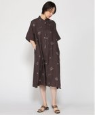 【クラウドナイン/cloudnine】のcloudnine/【2026 新作】花刺刺繍入りジャカードワンピース 前開き5分袖ナチュラル素材 羽織り 体型カバー 06 チャコール|ID: prp329100004976968 ipo3291000000037303644