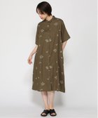 【クラウドナイン/cloudnine】のcloudnine/【2026 新作】花刺刺繍入りジャカードワンピース 前開き5分袖ナチュラル素材 羽織り 体型カバー 75 カーキ|ID: prp329100004976968 ipo3291000000037303645