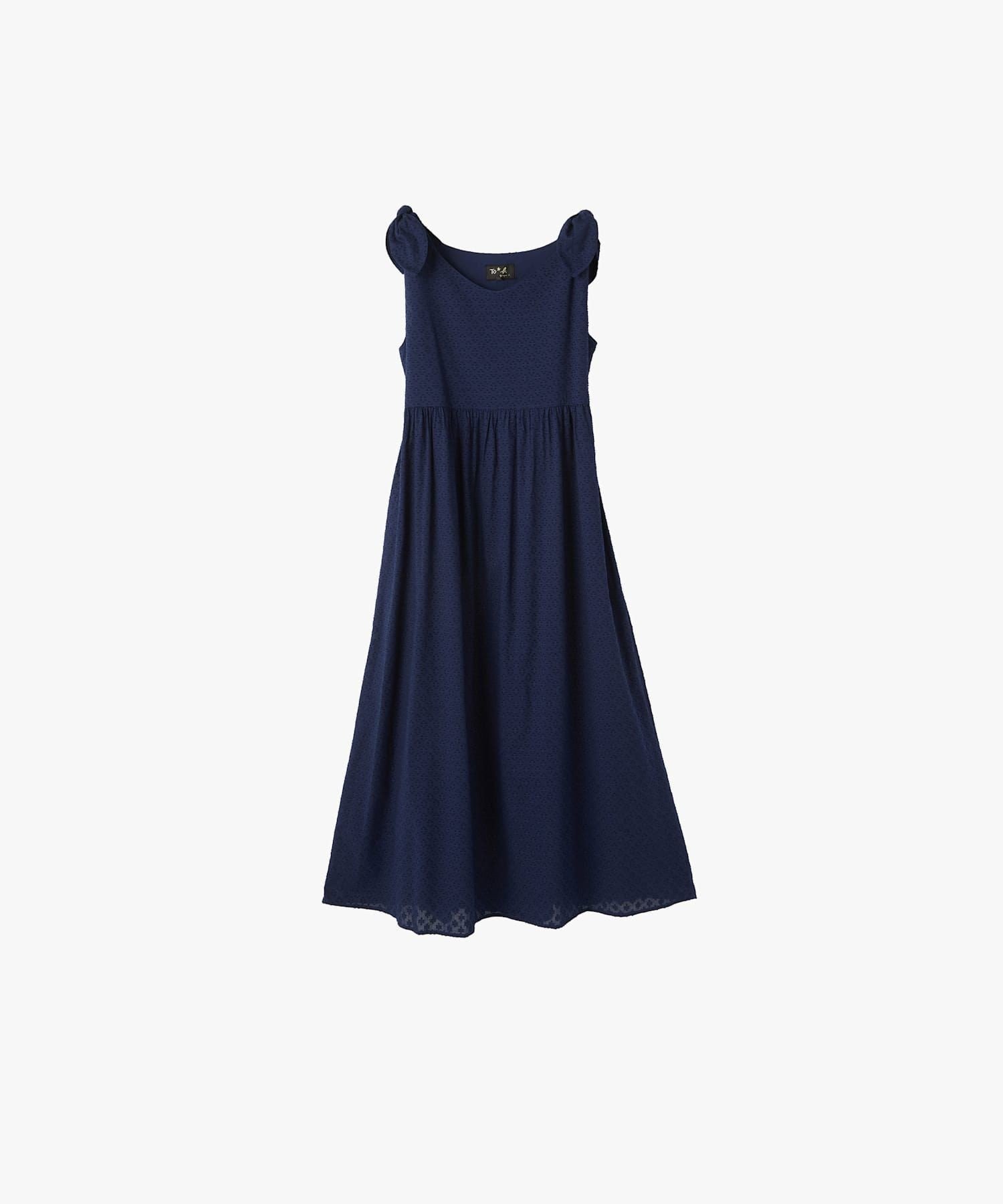 【アニエスベー ファム/agnes b. FEMME】のフラワー コットン カット ジャカード ワンピース インテリア・キッズ・メンズ・レディースファッション・服の通販 founy(ファウニー) 　ファッション　Fashion　レディースファッション　Fashion for Women　ワンピース　Dresses　インド　Indian Textile　サンダル　Sandals, Summer Shoes　ジャカード／ジャガード　Jacquard, Woven Pattern　フラワー　Flower, Floral　モダン　Modern, Contemporary　リゾート　Resort, Vacation Style　リボン　Ribbon, Bow　リラックス　Relax, Relaxed Fit　ロング　Long, Long-Length　ネイビー|ID: prp329100004976969 ipo3291000000037303647