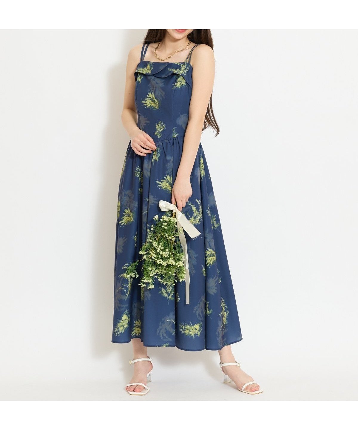 【ウィルセレクション/WILLSELECTION】の【再入荷】ミモザプリントキャミワンピース インテリア・キッズ・メンズ・レディースファッション・服の通販 founy(ファウニー) 　ファッション　Fashion　レディースファッション　Fashion for Women　ワンピース　Dresses　キャミソールワンピース　Camisole Dresses　イエロー　Yellow　インナー　Innerwear　キャミワンピース　Cami Dress, Slip Dress　シャーリング　Shirring, Ruched　プリント　Print, Printed Pattern　リボン　Ribbon, Bow　再入荷　Restock / Back in Stock　春　Spring　紺系花柄|ID: prp329100004976984 ipo3291000000037303712