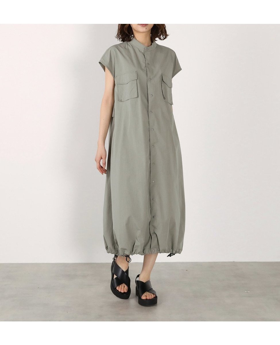 【メルローズ クレール/MELROSE claire】の《別注》【RUSSELL ATHLETIC/ラッセルアスレチック】ドロストシャツワンピース インテリア・キッズ・メンズ・レディースファッション・服の通販 founy(ファウニー) 　ファッション　Fashion　レディースファッション　Fashion for Women　ワンピース　Dresses　シャツワンピース / 1枚で着映えコーデ　Shirt Dresses　アメリカン　American Style　吸水　Absorbent, Quick-Dry　軽量　Lightweight, Ultra Light　スポーツ　Sports, Activewear　バルーン　Balloon, Balloon Silhouette　プリント　Print, Printed Pattern　別注　Limited Edition, Custom Order　ラッセル　Raschel, Raschel Lace　ラバー　Rubber, Rubber Sole　ワッシャー　Washer, Crinkled Finish　カーキ|ID: prp329100004976997 ipo3291000000037303752