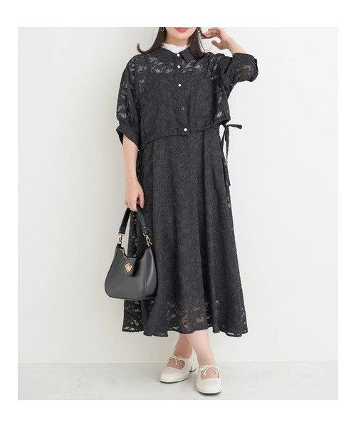 【ジェイ アンド シュプール/Re J&SUPURE】のSET 花柄ジャガードシャツ×キャミワンピース インテリア・キッズ・メンズ・レディースファッション・服の通販 founy(ファウニー) 　ファッション　Fashion　レディースファッション　Fashion for Women　ワンピース　Dresses　キャミソールワンピース　Camisole Dresses　インナー　Innerwear　キャミワンピース　Cami Dress, Slip Dress　シアー　Sheer, See-Through　セットアップ　Set-Up, Coordinated Outfit　バランス　Balance, Style Balance　フレア　Flare, Flared　ポケット　Pocket, Pocket Detail　ロング　Long, Long-Length　ワイド　Wide, Wide Fit　黒|ID: prp329100004977001 ipo3291000000037303762