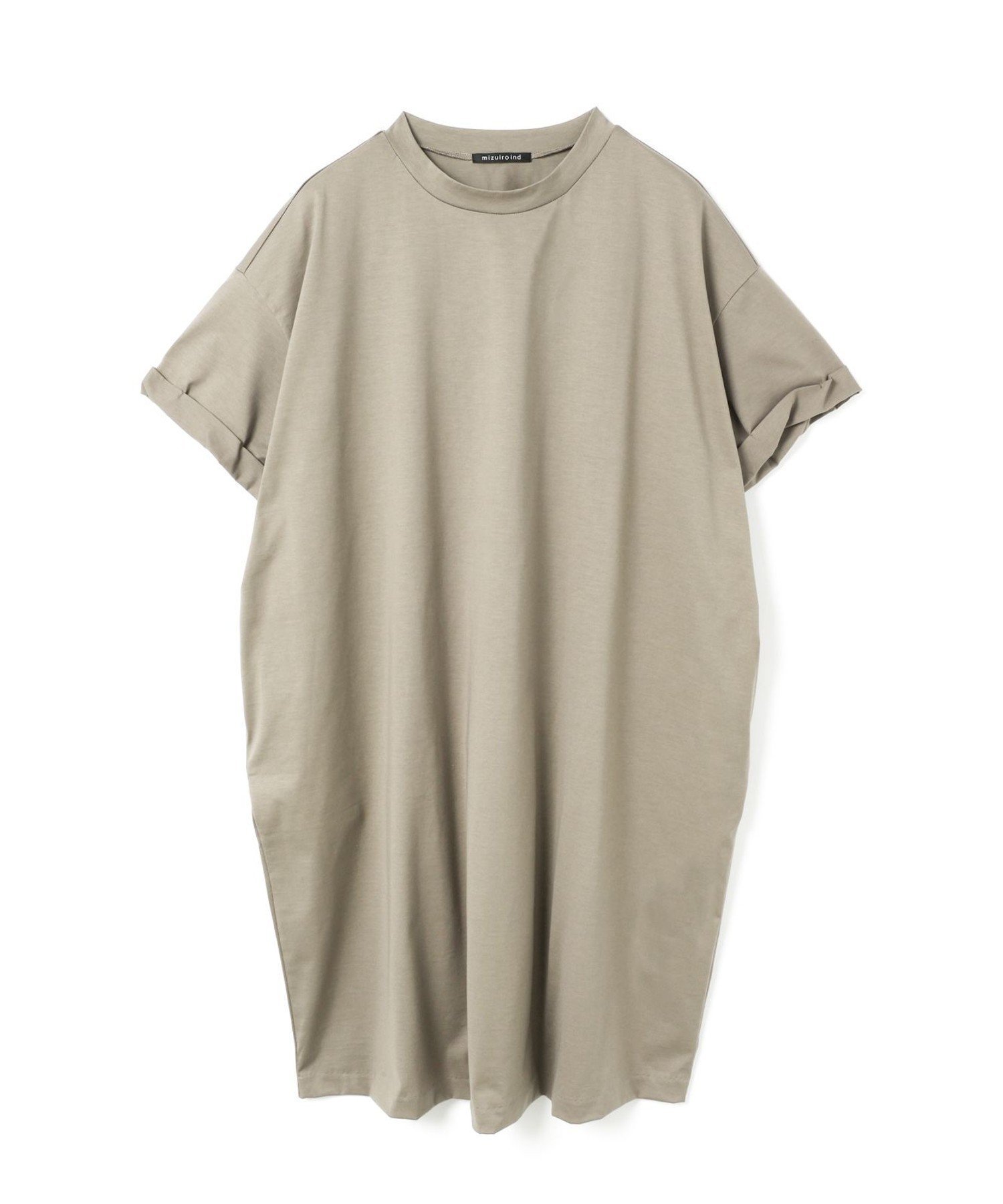 【マーコート/MARcourt】のmizuiro ind ロールアップスリーブワイドワンピース インテリア・キッズ・メンズ・レディースファッション・服の通販 founy(ファウニー) 　ファッション　Fashion　レディースファッション　Fashion for Women　ワンピース　Dresses　シンプル　Simple, Minimal　ボトム　Bottoms, Lower Wear　ポケット　Pocket, Pocket Detail　ロング　Long, Long-Length　ロールアップ　Roll-Up, Cuffed Hem　ワイド　Wide, Wide Fit　人気　Popular, Best Seller　無地　Plain, Solid Color　グレージュ|ID: prp329100004977015 ipo3291000000037303813