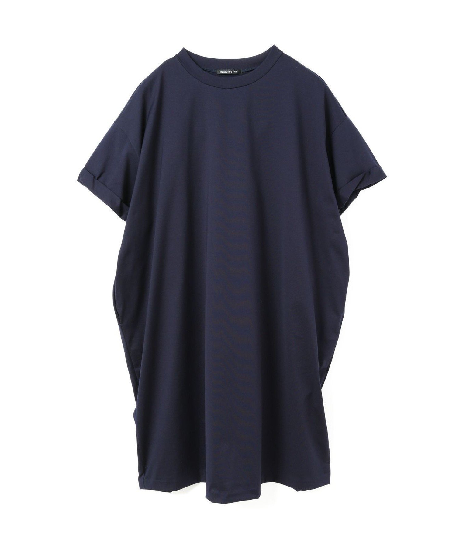 【マーコート/MARcourt】のmizuiro ind ロールアップスリーブワイドワンピース インテリア・キッズ・メンズ・レディースファッション・服の通販 founy(ファウニー) 　ファッション　Fashion　レディースファッション　Fashion for Women　ワンピース　Dresses　シンプル　Simple, Minimal　ボトム　Bottoms, Lower Wear　ポケット　Pocket, Pocket Detail　ロング　Long, Long-Length　ロールアップ　Roll-Up, Cuffed Hem　ワイド　Wide, Wide Fit　人気　Popular, Best Seller　無地　Plain, Solid Color　ネイビー|ID: prp329100004977015 ipo3291000000037303815