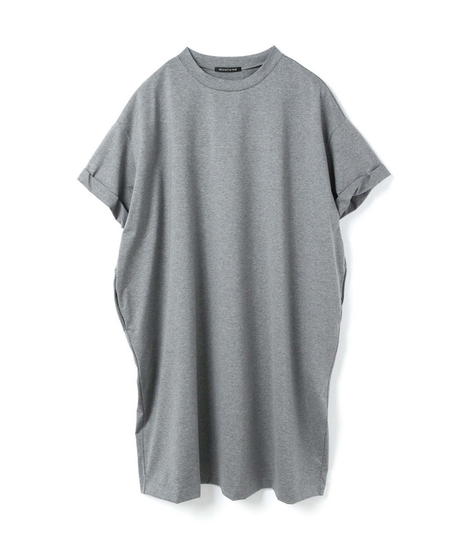 【マーコート/MARcourt】のmizuiro ind ロールアップスリーブワイドワンピース インテリア・キッズ・メンズ・レディースファッション・服の通販 founy(ファウニー) 　ファッション　Fashion　レディースファッション　Fashion for Women　ワンピース　Dresses　シンプル　Simple, Minimal　ボトム　Bottoms, Lower Wear　ポケット　Pocket, Pocket Detail　ロング　Long, Long-Length　ロールアップ　Roll-Up, Cuffed Hem　ワイド　Wide, Wide Fit　人気　Popular, Best Seller　無地　Plain, Solid Color　グレー|ID: prp329100004977015 ipo3291000000037303816