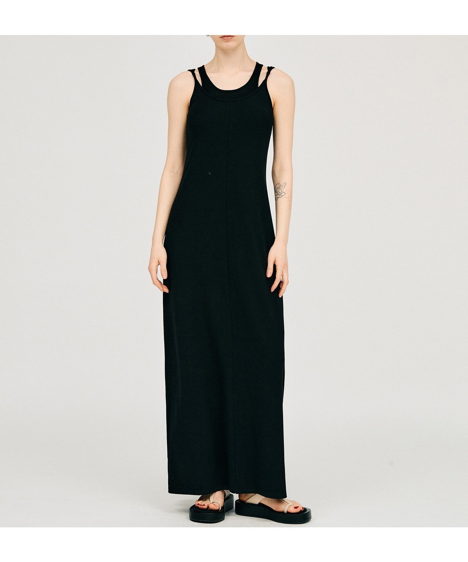 【プランク プロジェクト/PRANK PROJECT】のダブルネックカップインキャミワンピ / Double Neck Cup-In Cami Dress インテリア・キッズ・メンズ・レディースファッション・服の通販 founy(ファウニー) 　ファッション　Fashion　レディースファッション　Fashion for Women　ワンピース　Dresses　フォーマル・パーティードレス・結婚式用ドレス　Elegant & Casual Dresses　キャミソールワンピース　Camisole Dresses　おすすめ　Recommended / Our Picks　カットソー　Cut and Sewn Top　シアー　Sheer, See-Through　ストレッチ　Stretch, Stretchy Fabric　タンク　Tank Top, Sleeveless Top　テレコ　Ribbed, Rib Stitch　バランス　Balance, Style Balance　夏　Summer　BLK|ID: prp329100004977033 ipo3291000000037303870