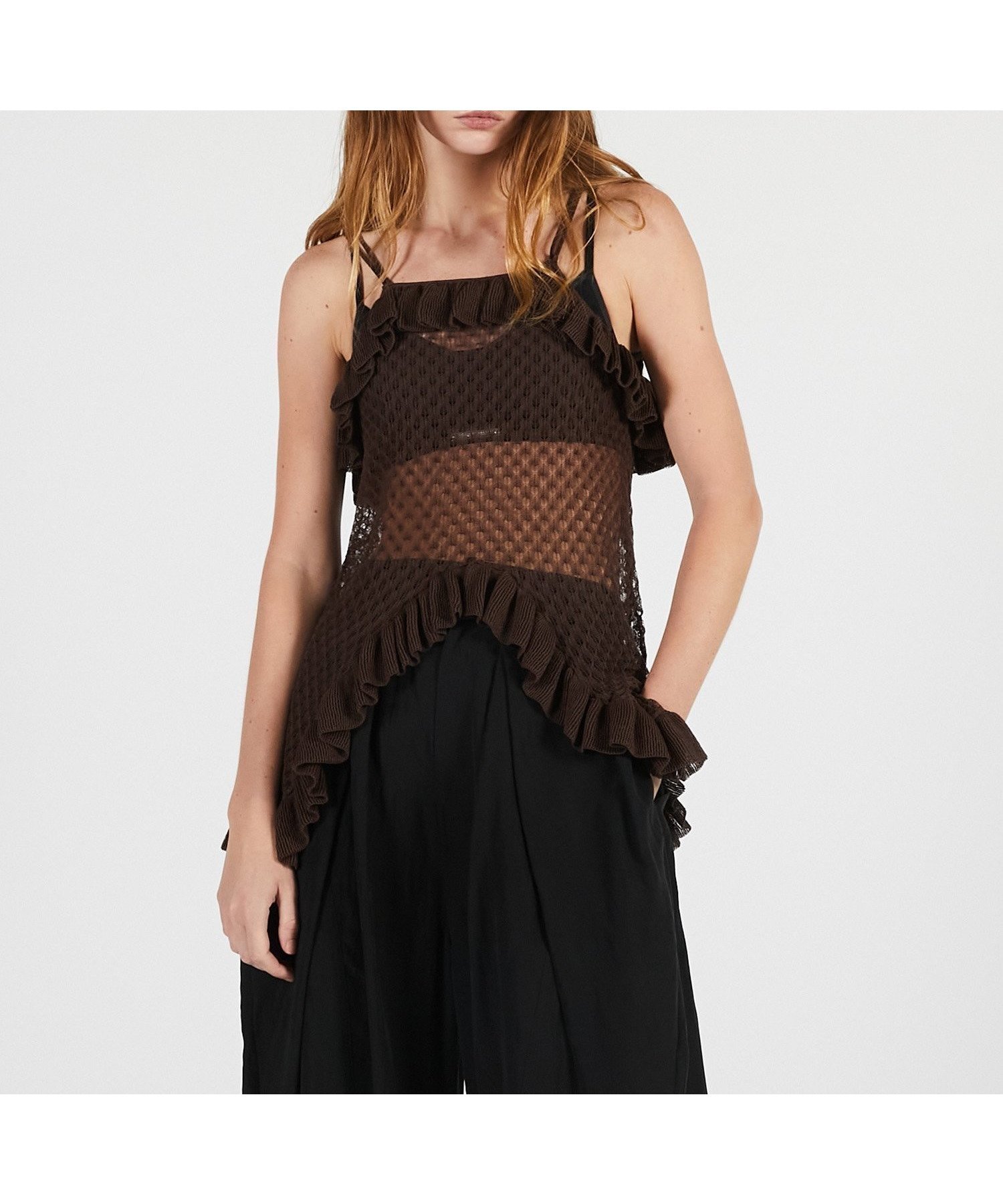 【プランク プロジェクト/PRANK PROJECT】のシアーニットチュニック / Sheer Knit Tunic インテリア・キッズ・メンズ・レディースファッション・服の通販 founy(ファウニー) 　ファッション　Fashion　レディースファッション　Fashion for Women　トップス・カットソー　Cut & Sew Tops　ニット　Knit Tops & Sweaters　シアー　Sheer, See-Through　スリット　Slit, Slit Detail　チュニック　Tunic, Long Top　バランス　Balance, Style Balance　フロント　Front, Front Design　レース　Lace, Lace Fabric　BRN|ID: prp329100004977035 ipo3291000000037303878