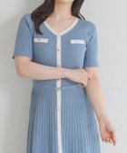 【ミッシュマッシュ/MISCH MASCH】のラメ配色AラインVネックニットワンピース MM627417 大人の最旬トレンドファッション＆コーディネート founy(ファウニー) ファッション Fashion レディースファッション Fashion for Women ワンピース Dresses ニットワンピース Knit Dresses シンプル Simple, Minimal トレンド Trend, Trending Now フェミニン Feminine, Girly エレガント 上品 Elegant 人気 Popular, Best Seller thumbnail ブルー|ID: prp329100004977096 ipo3291000000037304093