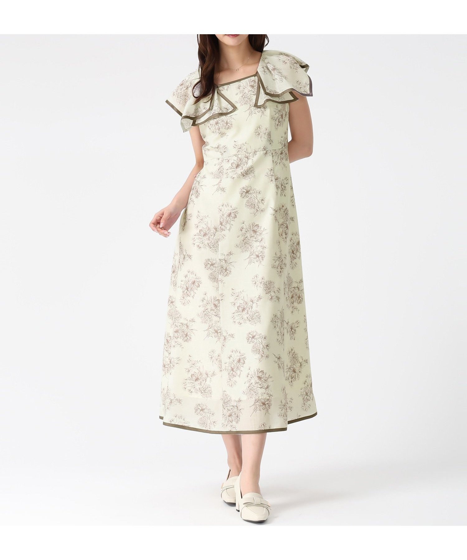【ミッシュマッシュ/MISCH MASCH】のフラワージュイフリルスリーブワンピース MM627418 インテリア・キッズ・メンズ・レディースファッション・服の通販 founy(ファウニー) 　ファッション　Fashion　レディースファッション　Fashion for Women　ワンピース　Dresses　スリーブ　Sleeve, Long Sleeve / Short Sleeve　フェミニン　Feminine, Girly　フリル　Frill, Ruffle　リボン　Ribbon, Bow　ブラウン|ID: prp329100004977097 ipo3291000000037304096