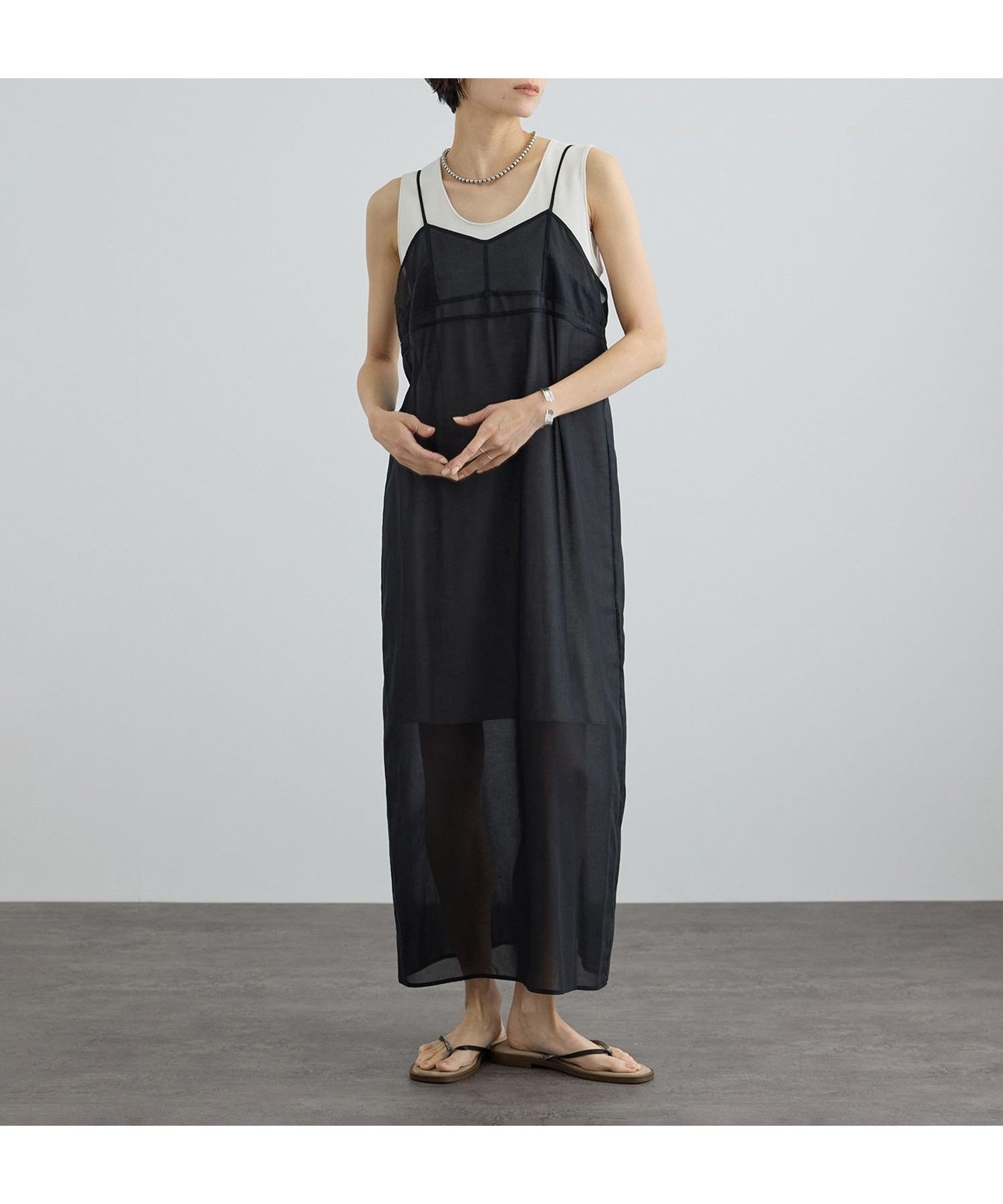 【サロン アダム エ ロペ/SALON adam et rope'】のコットンボイルシアーキャミワンピース 大人の最旬トレンドファッション＆コーディネート founy(ファウニー) 　ファッション　Fashion　レディースファッション　Fashion for Women　ワンピース　Dresses　キャミソールワンピース　Camisole Dresses　サンダル　Sandals, Summer Shoes　シアー　Sheer, See-Through　スニーカー　Sneakers, Trainers　ツイル　Twist, Twisted Detail　なめらか　Smooth, Silky Texture　ノースリーブ　Sleeveless, No-Sleeve　ポケット　Pocket, Pocket Detail　おすすめ　Recommended / Our Picks　 other-1|ID: prp329100004977100 ipo3291000000037304108