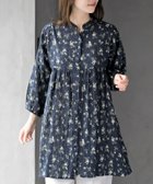 【アールピーエス/rps】の刺繍*花柄プリント7分袖シャツワンピース 大人の最旬トレンドファッション＆コーディネート founy(ファウニー) ファッション Fashion レディースファッション Fashion for Women ワンピース Dresses シャツワンピース / 1枚で着映えコーデ Shirt Dresses インド Indian Textile ギャザー Gathered, Ruffled スキッパー Skipper, Open Collar チュニック Tunic, Long Top プリント Print, Printed Pattern ポケット Pocket, Pocket Detail ワーク Workwear, Utility Style エレガント 上品 Elegant thumbnail ネイビー|ID: prp329100004977115 ipo3291000000037304167