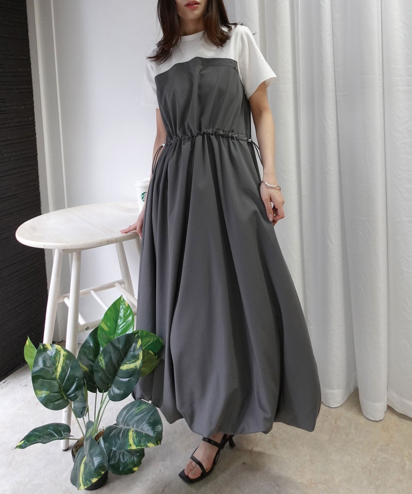 【コーナーズ/CORNERS】の半袖ドッキングバルーンワンピース インテリア・キッズ・メンズ・レディースファッション・服の通販 founy(ファウニー) 　ファッション　Fashion　レディースファッション　Fashion for Women　ワンピース　Dresses　エレガント 上品　Elegant　ドッキング　Docking, Mixed Material　バルーン　Balloon, Balloon Silhouette　半袖　Short Sleeve, Half Sleeve　夏　Summer　グレー|ID: prp329100004977120 ipo3291000000037304188
