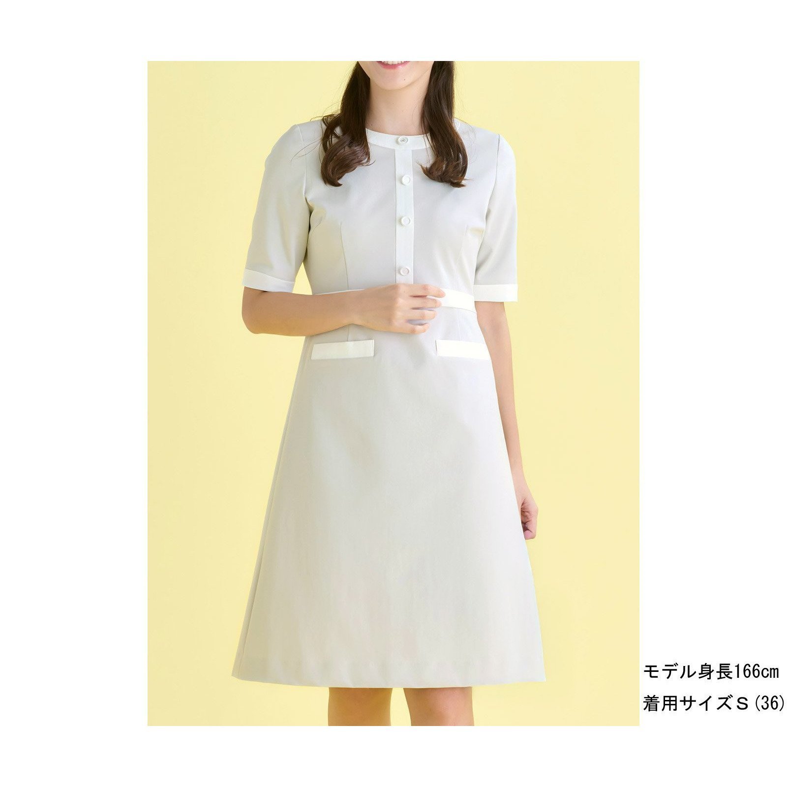 【キタムラ/Kitamura】の配色ストレッチポンチワンピース KH0831 インテリア・キッズ・メンズ・レディースファッション・服の通販 founy(ファウニー) 　ファッション　Fashion　レディースファッション　Fashion for Women　ワンピース　Dresses　カーディガン　Cardigan, Knitwear　シンプル　Simple, Minimal　ストレッチ　Stretch, Stretchy Fabric　フロント　Front, Front Design　ポケット　Pocket, Pocket Detail　エレガント 上品　Elegant　ライトグレー82136|ID: prp329100004977141 ipo3291000000037304259