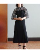 【ラシュッド/LASUD】のフラワー刺繍バルーンスリーブドレス ブラック|ID: prp329100004977149 ipo3291000000037391255