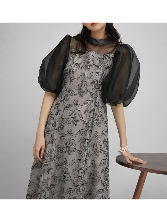 【ラシュッド/LASUD】のバルーンスリーブフラワー刺繍ドレス インテリア・キッズ・メンズ・レディースファッション・服の通販 founy(ファウニー) https://founy.com/ ファッション Fashion レディースファッション Fashion for Women ワンピース Dresses フォーマル・パーティードレス・結婚式用ドレス Elegant & Casual Dresses エレガント 上品 Elegant スリーブ Sleeve, Long Sleeve / Short Sleeve ドレス Dress, One-Piece バルーン Balloon, Balloon Silhouette フレア Flare, Flared リボン Ribbon, Bow レース Lace, Lace Fabric |ID: prp329100004977150 ipo3291000000037304280