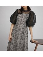 【ラシュッド/LASUD】のバルーンスリーブフラワー刺繍ドレス ブラック|ID: prp329100004977150 ipo3291000000037304281