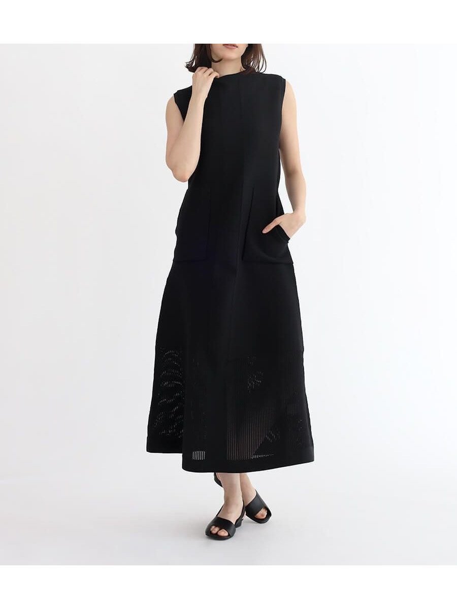 【ラシュッド/LASUD】の12Gブロッキング柄ワンピース 大人の最旬トレンドファッション＆コーディネート founy(ファウニー) 　ファッション　Fashion　レディースファッション　Fashion for Women　ワンピース　Dresses　シンプル　Simple, Minimal　ストレッチ　Stretch, Stretchy Fabric　透かし　Cut-Out, Lacework　ノースリーブ　Sleeveless, No-Sleeve　ブロッキング　Color Blocking, Panel Design　メッシュ　Mesh, Net Fabric　リラックス　Relax, Relaxed Fit　ロング　Long, Long-Length　エレガント 上品　Elegant　 other-1|ID: prp329100004977153 ipo3291000000037304289