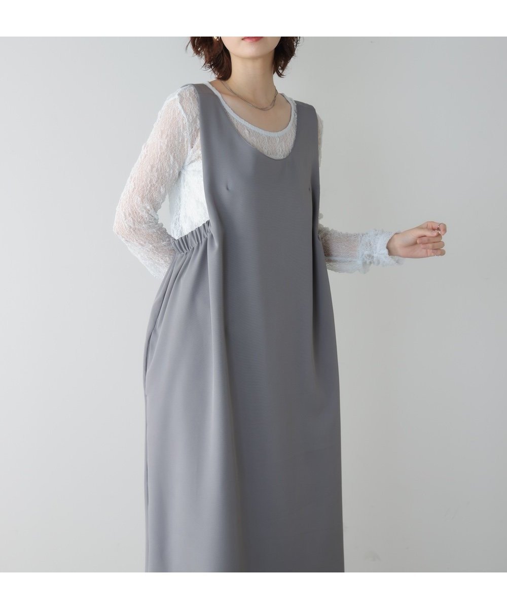 【バブ ブージュルード/Bab Bou Jeloud】の【WEB限定】ポンチジャンパースカート インテリア・キッズ・メンズ・レディースファッション・服の通販 founy(ファウニー) 　ファッション　Fashion　レディースファッション　Fashion for Women　スカート　Skirts　インナー　Innerwear　春　Spring　カットソー　Cut and Sewn Top　シンプル　Simple, Minimal　ストレッチ　Stretch, Stretchy Fabric　スニーカー　Sneakers, Trainers　タートルネック　Turtleneck, High Neck　ダウン　Down, Puffer　トレンド　Trend, Trending Now　ラウンド　Round, Round Neck　リラックス　Relax, Relaxed Fit　レース　Lace, Lace Fabric　ロング　Long, Long-Length　再入荷　Restock / Back in Stock　エレガント 上品　Elegant　GRAY|ID: prp329100004977157 ipo3291000000037304299