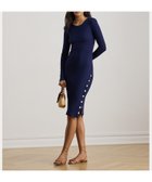 【ラルフローレン/RALPH LAUREN】のボタントリム リブ コットンブレンド ドレス 大人の最旬トレンドファッション＆コーディネート founy(ファウニー) ファッション Fashion レディースファッション Fashion for Women ワンピース Dresses フォーマル・パーティードレス・結婚式用ドレス Elegant & Casual Dresses スリム Slim, Slim Fit テクスチャー Texture, Textured Fabric ドレス Dress, One-Piece メタル Metal, Metal Parts ラウンド Round, Round Neck 長袖 Long Sleeve, Full Sleeve thumbnail 410ネイビー|ID: prp329100004977164 ipo3291000000037304318