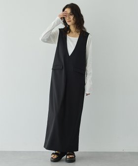 【ガレージ オブ グッド クロージング/GARAGE OF GOOD CLOTHING】のムジ深Vネックタックジャンパースカート 大人の最旬トレンドファッション＆コーディネート founy(ファウニー) ファッション Fashion レディースファッション Fashion for Women スカート Skirts インナー Innerwear カットソー Cut and Sewn Top シンプル Simple, Minimal タートルネック Turtleneck, High Neck フォーマル Formal, Dressy ポケット Pocket, Pocket Detail 無地 Plain, Solid Color セレモニー Ceremony 2026年 2026 2026春夏・S/S Spring/Summer 2026 SS26 |ID:prp329100004977198