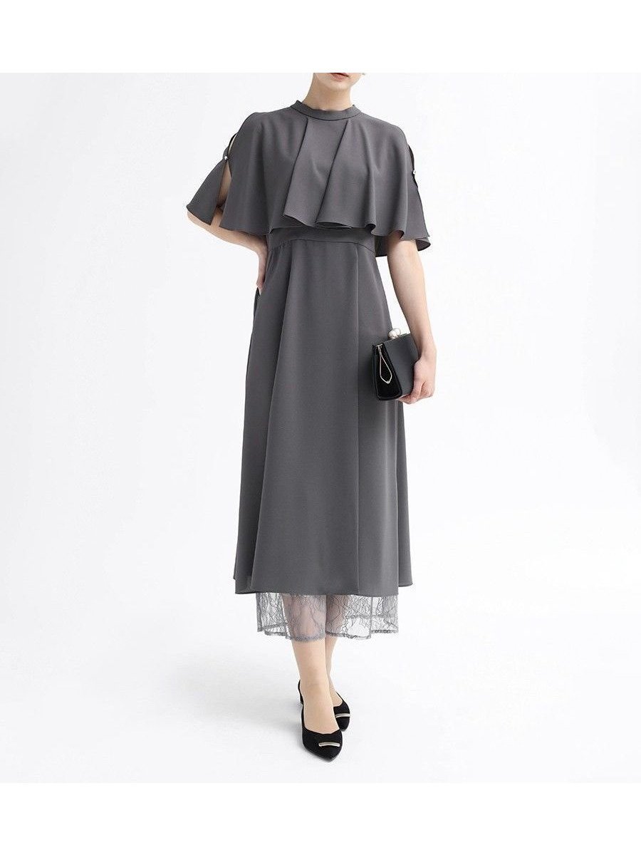 【ヴァン/Vin】のフリルショルダーカットオールインワン インテリア・キッズ・メンズ・レディースファッション・服の通販 founy(ファウニー) 　ファッション　Fashion　レディースファッション　Fashion for Women　ワンピース　Dresses　オールインワン・ワンピース　Dresses and Jumpsuits　オケージョン　Occasion Wear　スリット　Slit, Slit Detail　フリル　Frill, Ruffle　フロント　Front, Front Design　レース　Lace, Lace Fabric　エレガント 上品　Elegant　チャコールグレー|ID: prp329100004977211 ipo3291000000037304474