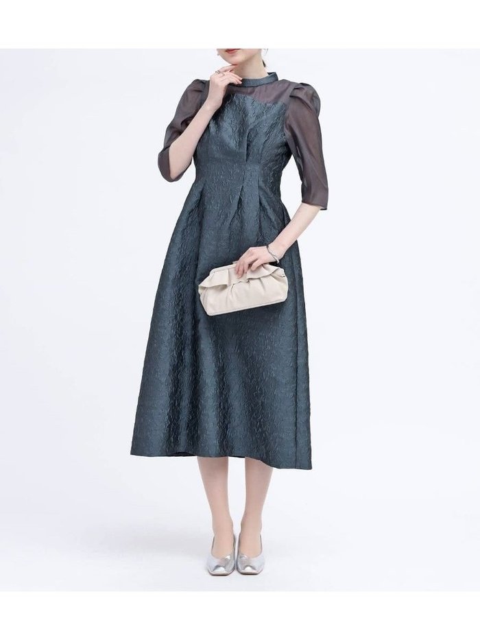 【ヴァン/Vin】のふくれジャガードバックリボンドレス インテリア・キッズ・メンズ・レディースファッション・服の通販 founy(ファウニー) https://founy.com/ ファッション Fashion レディースファッション Fashion for Women ワンピース Dresses フォーマル・パーティードレス・結婚式用ドレス Elegant & Casual Dresses シアー Sheer, See-Through デコルテ Décolleté, Neckline ドレス Dress, One-Piece フレア Flare, Flared リボン Ribbon, Bow エレガント 上品 Elegant 切替 Switching, Contrast Panel |ID: prp329100004977217 ipo3291000000037391457