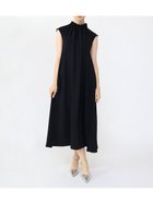 【ラシュッド/LASUD】のタックネックワンピース(Navy) ブラック|ID: prp329100004977219 ipo3291000000037304500