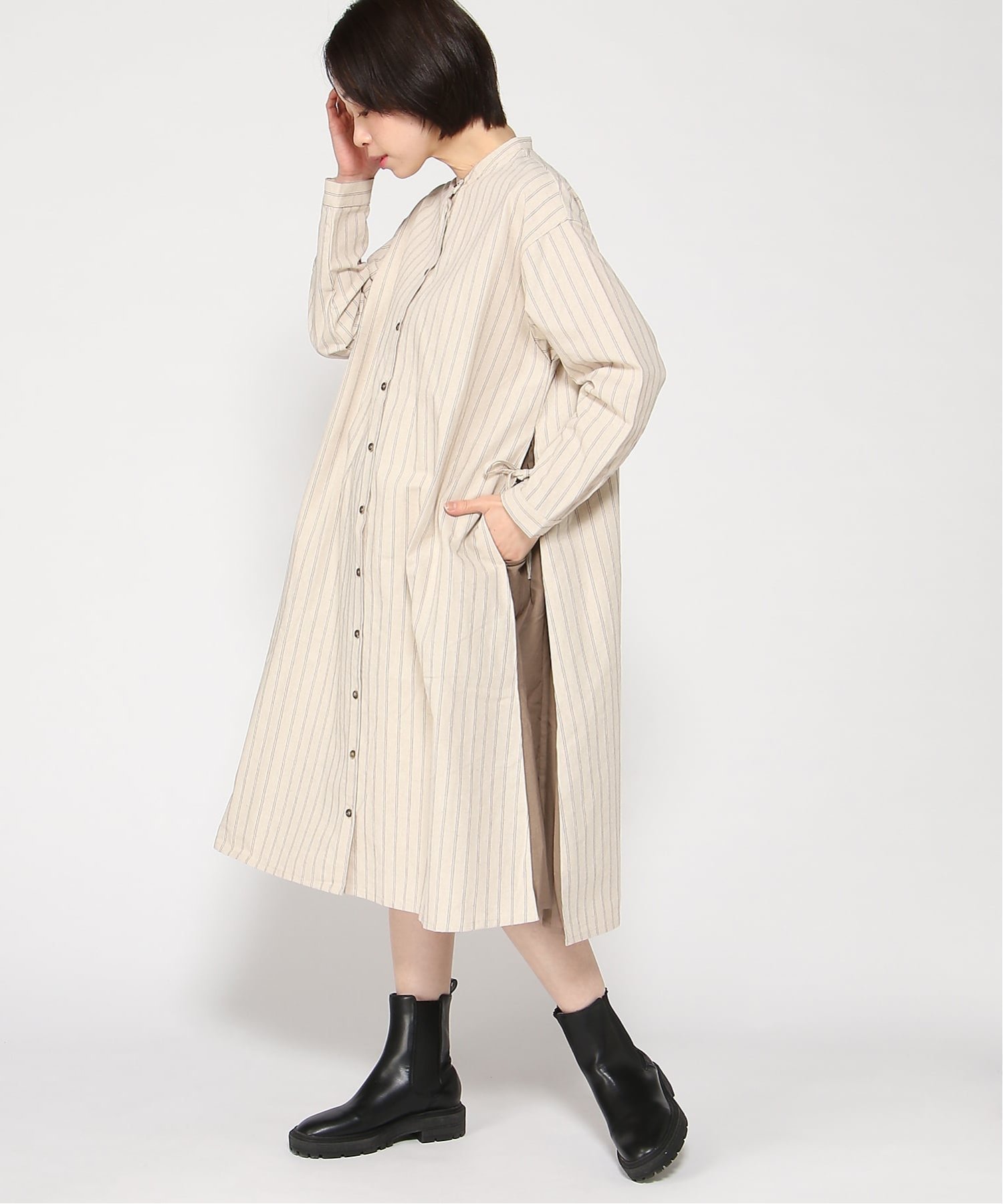 【クラウドナイン/cloudnine】のcloudnine/ワンピース インテリア・キッズ・メンズ・レディースファッション・服の通販 founy(ファウニー) 　ファッション　Fashion　レディースファッション　Fashion for Women　ワンピース　Dresses　ストライプ　Stripe, Striped Pattern　プリント　Print, Printed Pattern　リネン　Linen, Linen Fabric　アイボリー|ID: prp329100004977226 ipo3291000000037304520
