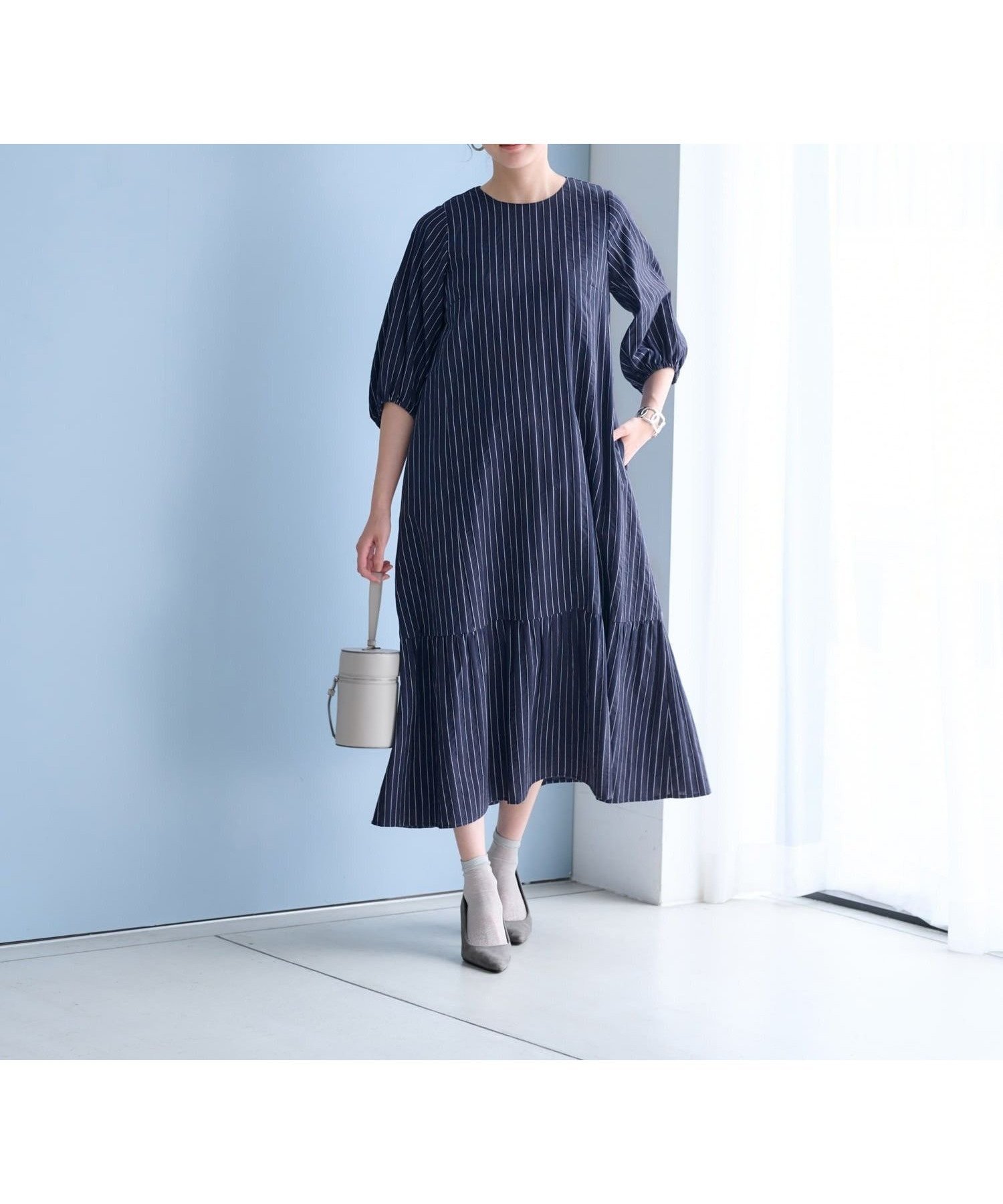 【ネミカ/NEMIKA】のワンピース【NEMIKA】 大人の最旬トレンドファッション＆コーディネート founy(ファウニー) 　ファッション　Fashion　レディースファッション　Fashion for Women　ワンピース　Dresses　ウォッシャブル　Machine Washable　シンプル　Simple, Minimal　ストライプ　Stripe, Striped Pattern　ポケット　Pocket, Pocket Detail　リラックス　Relax, Relaxed Fit　 other-1|ID: prp329100004977237 ipo3291000000037304553
