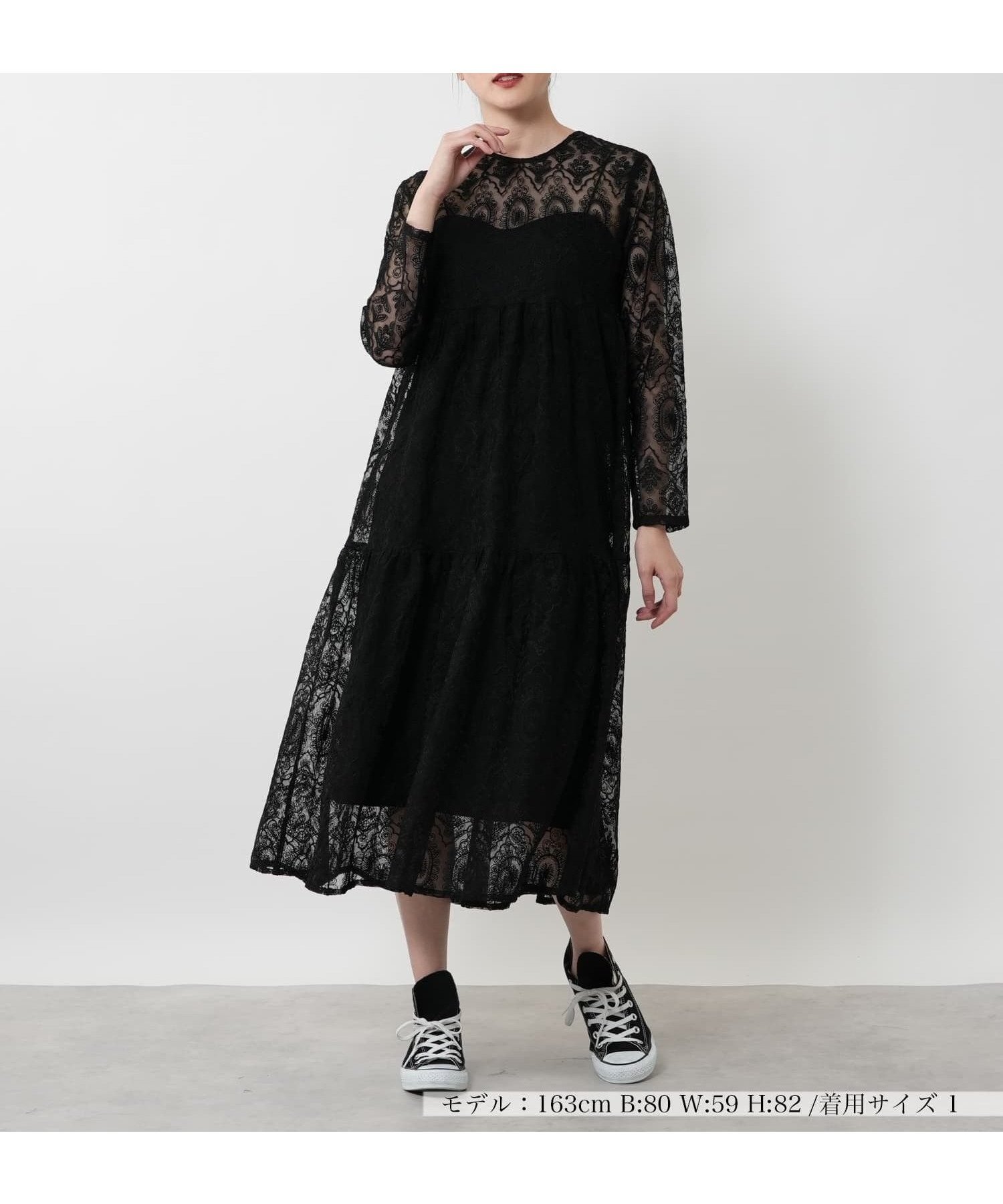 【ネミカ/NEMIKA】のレースティアードワンピース【torrazzo donna】 インテリア・キッズ・メンズ・レディースファッション・服の通販 founy(ファウニー) 　ファッション　Fashion　レディースファッション　Fashion for Women　ワンピース　Dresses　おすすめ　Recommended / Our Picks　インナー　Innerwear　エレガント 上品　Elegant　クラシカル　Classical, Vintage-Inspired　シューズ　Shoes, Footwear　バレエ　Ballet, Ballet Style　フェミニン　Feminine, Girly　ポケット　Pocket, Pocket Detail　リボン　Ribbon, Bow　レース　Lace, Lace Fabric　春　Spring　ブラック|ID: prp329100004977243 ipo3291000000037304571