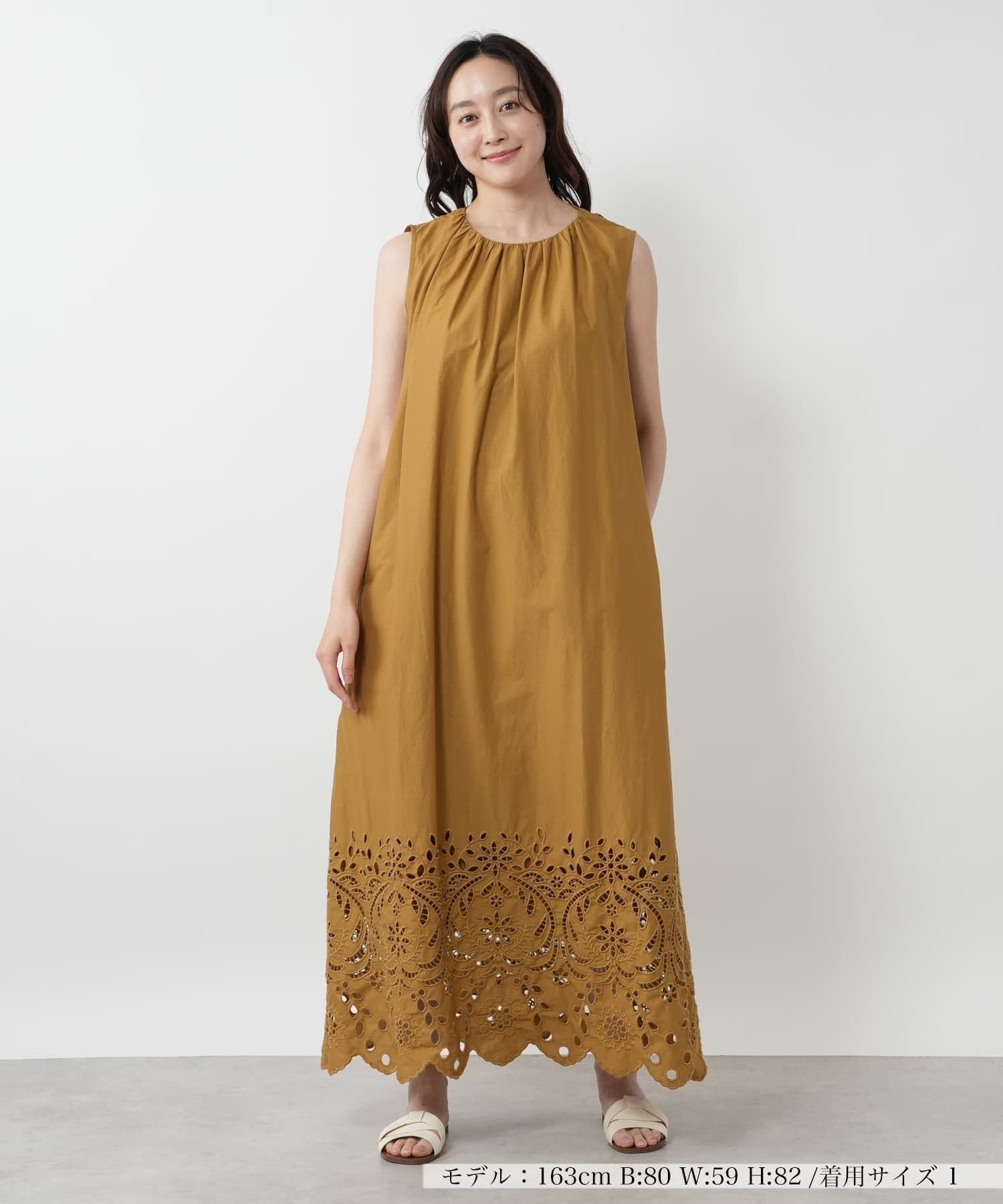 【ネミカ/NEMIKA】のカットワーク刺繍ワンピース【THREE DOTS】 インテリア・キッズ・メンズ・レディースファッション・服の通販 founy(ファウニー) 　ファッション　Fashion　レディースファッション　Fashion for Women　ワンピース　Dresses　おすすめ　Recommended / Our Picks　インナー　Innerwear　ギャザー　Gathered, Ruffled　サンダル　Sandals, Summer Shoes　スニーカー　Sneakers, Trainers　ダウン　Down, Puffer　ポケット　Pocket, Pocket Detail　リボン　Ribbon, Bow　レース　Lace, Lace Fabric　ワーク　Workwear, Utility Style　夏　Summer　ブラウン|ID: prp329100004977247 ipo3291000000037304583