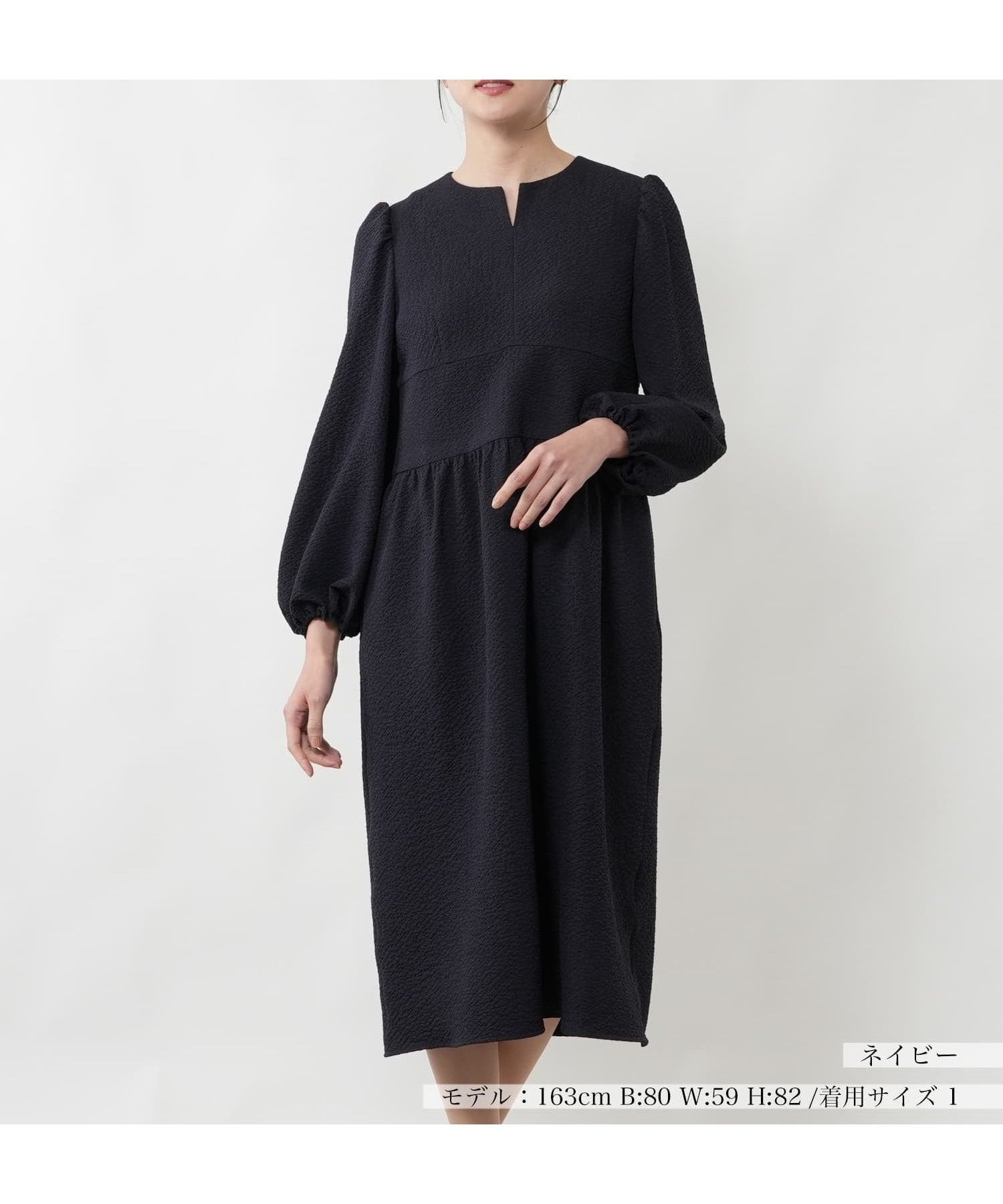 【ネミカ/NEMIKA】のキーネックワンピース【NEMIKA】 インテリア・キッズ・メンズ・レディースファッション・服の通販 founy(ファウニー) 　ファッション　Fashion　レディースファッション　Fashion for Women　ワンピース　Dresses　ウォッシャブル　Machine Washable　シンプル　Simple, Minimal　スリーブ　Sleeve, Long Sleeve / Short Sleeve　ポケット　Pocket, Pocket Detail　春　Spring　ネイビー|ID: prp329100004977260 ipo3291000000037304628
