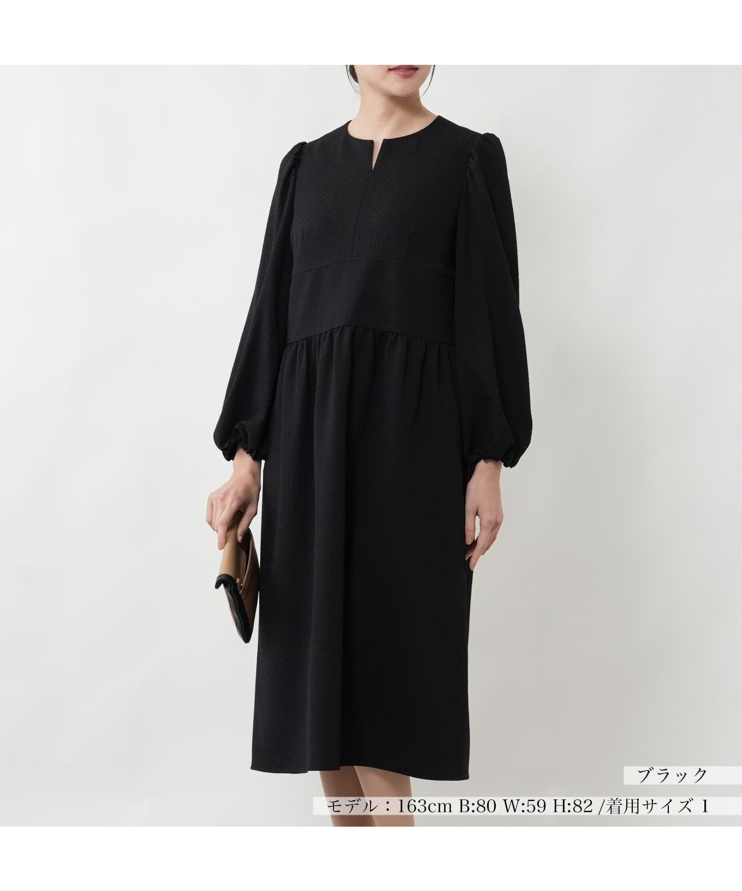 【ネミカ/NEMIKA】のキーネックワンピース【NEMIKA】 インテリア・キッズ・メンズ・レディースファッション・服の通販 founy(ファウニー) 　ファッション　Fashion　レディースファッション　Fashion for Women　ワンピース　Dresses　ウォッシャブル　Machine Washable　シンプル　Simple, Minimal　スリーブ　Sleeve, Long Sleeve / Short Sleeve　ポケット　Pocket, Pocket Detail　春　Spring　ブラック|ID: prp329100004977260 ipo3291000000037304629