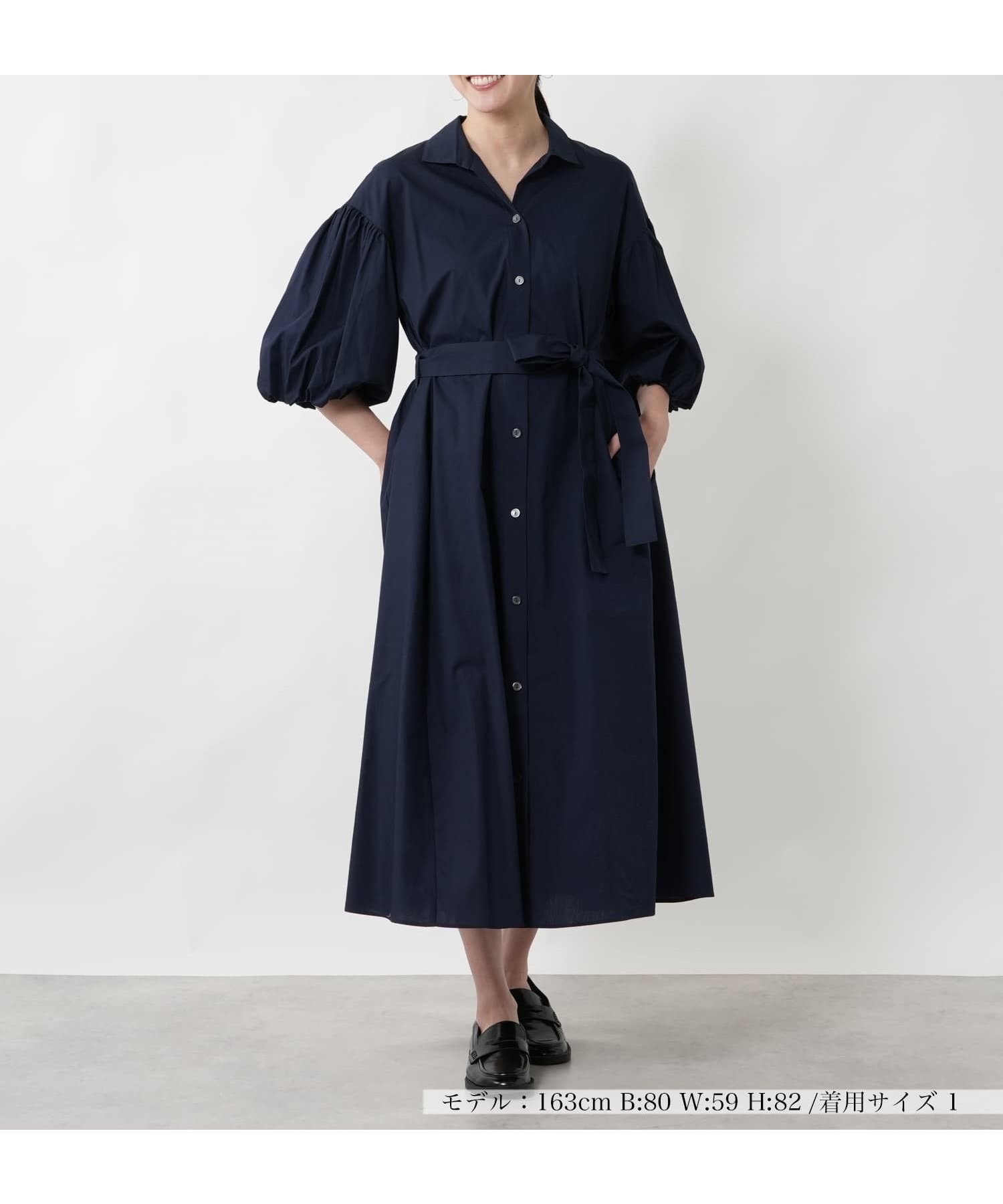 【ネミカ/NEMIKA】のバルーンスリーブシャツワンピース【NEMIKA】 インテリア・キッズ・メンズ・レディースファッション・服の通販 founy(ファウニー) 　ファッション　Fashion　レディースファッション　Fashion for Women　ワンピース　Dresses　シャツワンピース / 1枚で着映えコーデ　Shirt Dresses　おすすめ　Recommended / Our Picks　ウォッシャブル　Machine Washable　エレガント 上品　Elegant　スリーブ　Sleeve, Long Sleeve / Short Sleeve　バルーン　Balloon, Balloon Silhouette　ポケット　Pocket, Pocket Detail　リラックス　Relax, Relaxed Fit　夏　Summer　ネイビー|ID: prp329100004977261 ipo3291000000037304631