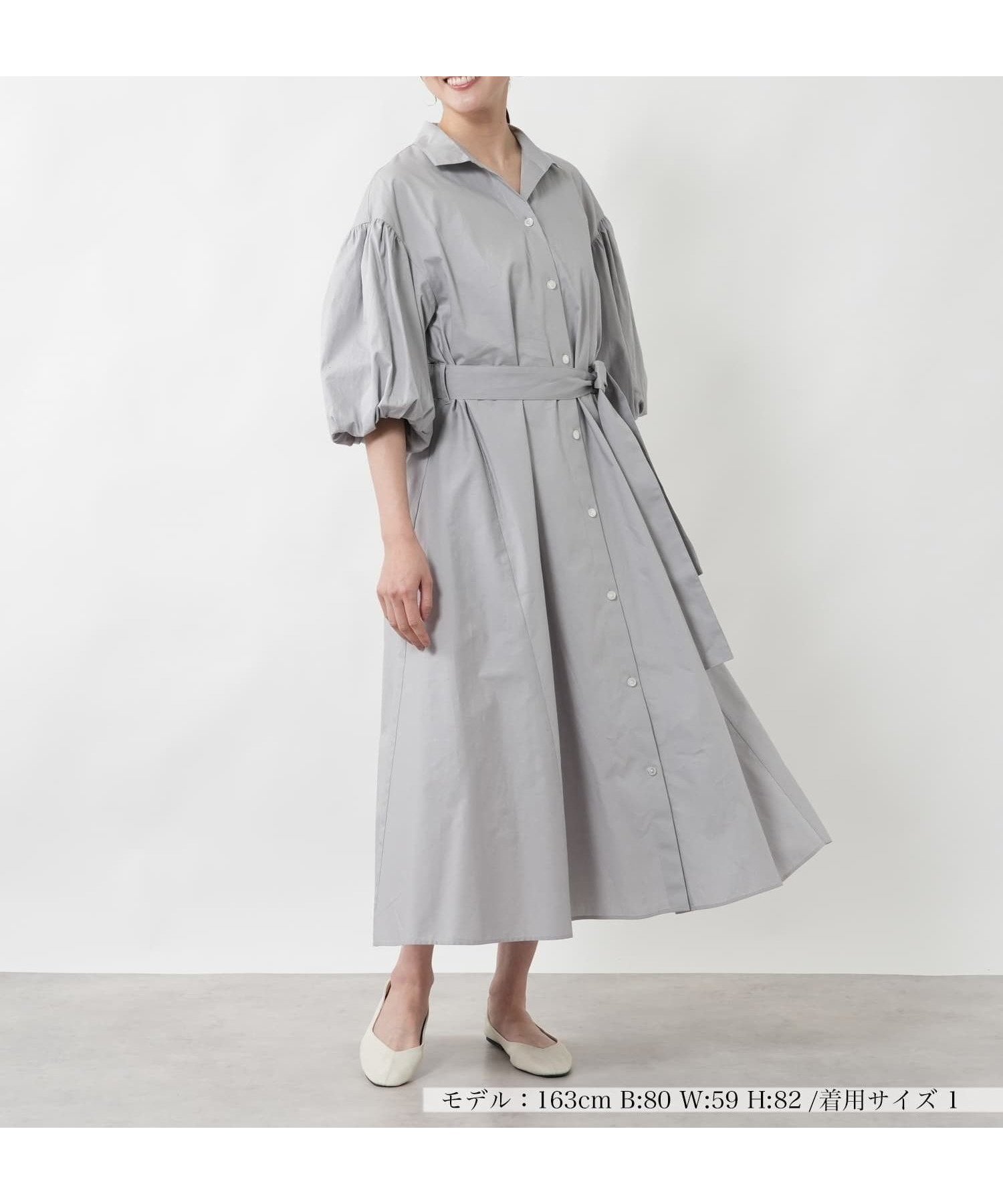 【ネミカ/NEMIKA】のバルーンスリーブシャツワンピース【NEMIKA】 インテリア・キッズ・メンズ・レディースファッション・服の通販 founy(ファウニー) 　ファッション　Fashion　レディースファッション　Fashion for Women　ワンピース　Dresses　シャツワンピース / 1枚で着映えコーデ　Shirt Dresses　おすすめ　Recommended / Our Picks　ウォッシャブル　Machine Washable　エレガント 上品　Elegant　スリーブ　Sleeve, Long Sleeve / Short Sleeve　バルーン　Balloon, Balloon Silhouette　ポケット　Pocket, Pocket Detail　リラックス　Relax, Relaxed Fit　夏　Summer　ライトグレー|ID: prp329100004977261 ipo3291000000037304633