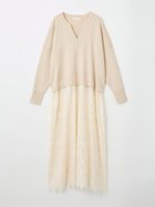 【ヴァン/Vin】のレーススカートドッキングニットワンピース ベージュ|ID: prp329100004977270 ipo3291000000037304665