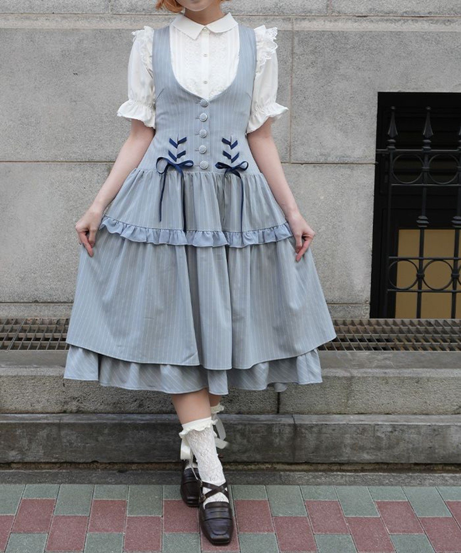 【アクシーズファム/axes femme】のダブルリボンストライプジャンパースカート 大人の最旬トレンドファッション＆コーディネート founy(ファウニー) 　ファッション　Fashion　レディースファッション　Fashion for Women　スカート　Skirts　おすすめ　Recommended / Our Picks　ガーリー　Girly, Feminine Style　クラシカル　Classical, Vintage-Inspired　ストライプ　Stripe, Striped Pattern　バイアス　Bias, Diagonal Cut　フリル　Frill, Ruffle　レース　Lace, Lace Fabric　 other-1|ID: prp329100004977282 ipo3291000000037304701