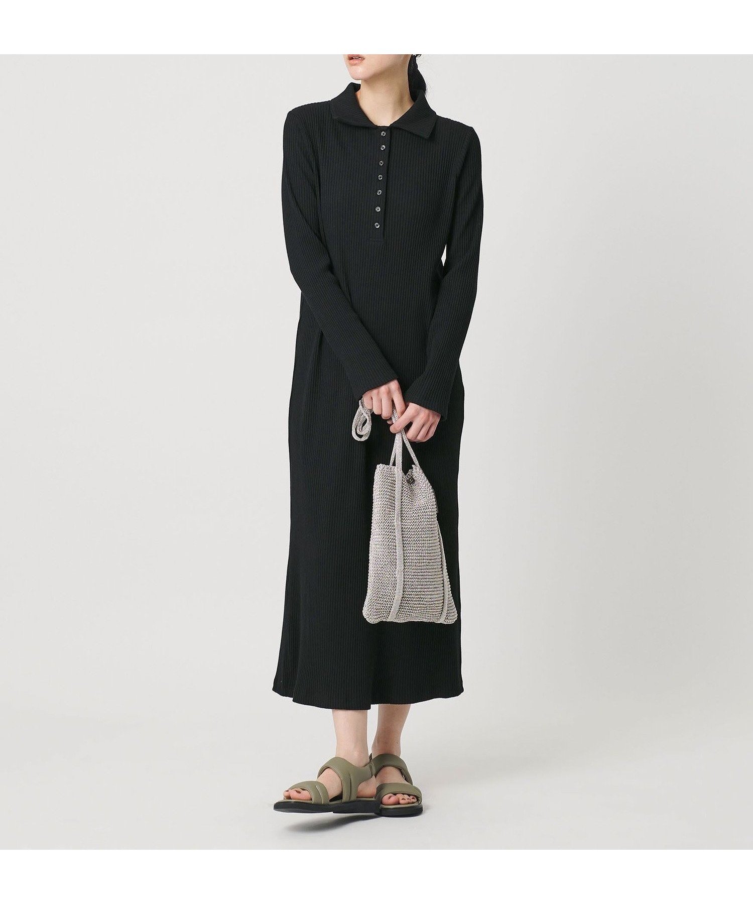【ビューティ&ユース ユナイテッドアローズ/BEAUTY&YOUTH / UNITED ARROWS】の【WEB限定】ポロカラー リブワンピース インテリア・キッズ・メンズ・レディースファッション・服の通販 founy(ファウニー) 　ファッション　Fashion　レディースファッション　Fashion for Women　ワンピース　Dresses　カットソー　Cut and Sewn Top　キャップ　Cap, Baseball Cap　シューズ　Shoes, Footwear　シンプル　Simple, Minimal　ジャケット　Jacket, Outerwear　スニーカー　Sneakers, Trainers　フェミニン　Feminine, Girly　フラット　Flat, Flat Shoes　フロント　Front, Front Design　羽織　Haori, Light Jacket　ロング　Long, Long-Length　おすすめ　Recommended / Our Picks　エレガント 上品　Elegant　BLACK|ID: prp329100004977283 ipo3291000000037304707