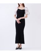 【スナイデル/SNIDEL】のSustainableリボンライクドッキングニットワンピース 大人の最旬トレンドファッション＆コーディネート founy(ファウニー) ファッション Fashion レディースファッション Fashion for Women ワンピース Dresses ニットワンピース Knit Dresses エレガント 上品 Elegant オーガンジー Organza Fabric スマート Smart, Elegant ドッキング Docking, Mixed Material フィット Fit, Slim Fit プリント Print, Printed Pattern プリーツ Pleats, Pleated 無地 Plain, Solid Color リボン Ribbon, Bow ロング Long, Long-Length thumbnail BLK[009]|ID: prp329100004977288 ipo3291000000037304721