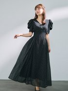 【フレイ アイディー/FRAY I.D】のパフスリーブドットワンピース 大人の最旬トレンドファッション＆コーディネート founy(ファウニー) ファッション Fashion レディースファッション Fashion for Women ワンピース Dresses 春 Spring カットジャガード Cut Jacquard ギャザー Gathered, Ruffled 今季 This Season, Current Season シャーリング Shirring, Ruched スマート Smart, Elegant スリーブ Sleeve, Long Sleeve / Short Sleeve ドット Polka Dot, Dot Pattern フィット Fit, Slim Fit フェミニン Feminine, Girly プリント Print, Printed Pattern ロング Long, Long-Length エレガント 上品 Elegant thumbnail BLK[009]|ID: prp329100004977298 ipo3291000000037304772