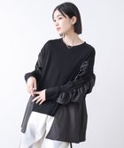 【バブ ブージュルード/Bab Bou Jeloud】のドッキングシャーリングチュニック 大人の最旬トレンドファッション＆コーディネート founy(ファウニー) ファッション Fashion レディースファッション Fashion for Women トップス・カットソー Cut & Sew Tops カットソー Cut and Sewn Top シンプル Simple, Minimal スタイリッシュ Stylish, Fashionable フリル Frill, Ruffle ロング Long, Long-Length 再入荷 Restock / Back in Stock thumbnail BLACK|ID: prp329100004977320 ipo3291000000037304850
