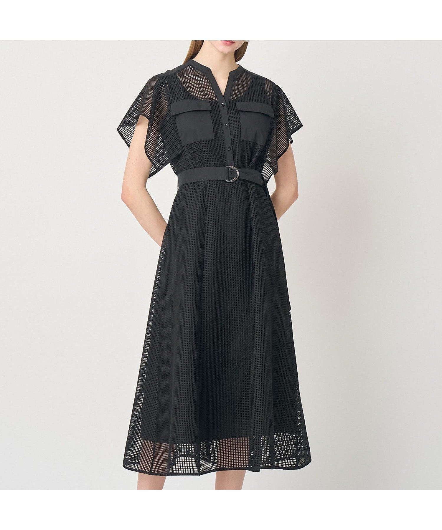 【アナイ/ANAYI】のメッシュラッセルフレア袖 ワンピース インテリア・キッズ・メンズ・レディースファッション・服の通販 founy(ファウニー) 　ファッション　Fashion　レディースファッション　Fashion for Women　ワンピース　Dresses　キャミソール　Camisole, Spaghetti Strap Top　コンビ　Combo, Combination Style　シアー　Sheer, See-Through　スマート　Smart, Elegant　タンク　Tank Top, Sleeveless Top　フレア　Flare, Flared　ペチコート　Petticoat, Underskirt　ポケット　Pocket, Pocket Detail　メッシュ　Mesh, Net Fabric　ラッセル　Raschel, Raschel Lace　レース　Lace, Lace Fabric　S/S・春夏　SS, Spring/Summer, Warm Season　再入荷　Restock / Back in Stock　夏　Summer　black|ID: prp329100004977328 ipo3291000000037304875